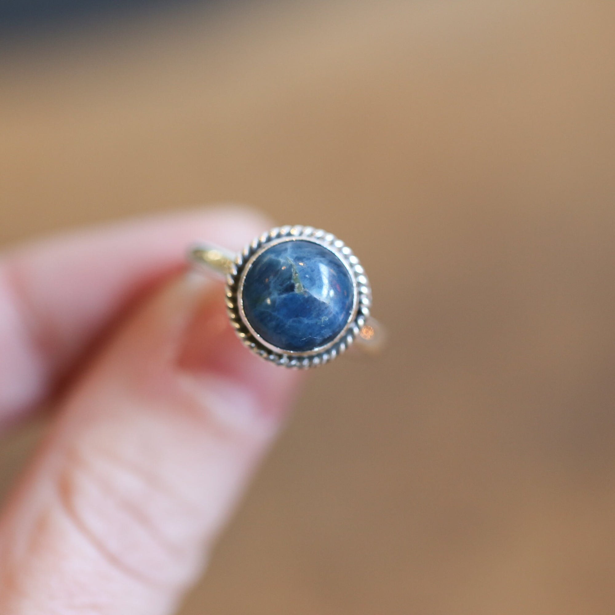 Apatite Ring - .925 Sterling Silver - Apatite Stacker Ring - Teal Blue Apatite