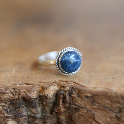 Teal Apatite Sterling Silver Ring - Handmade Stacker Ring