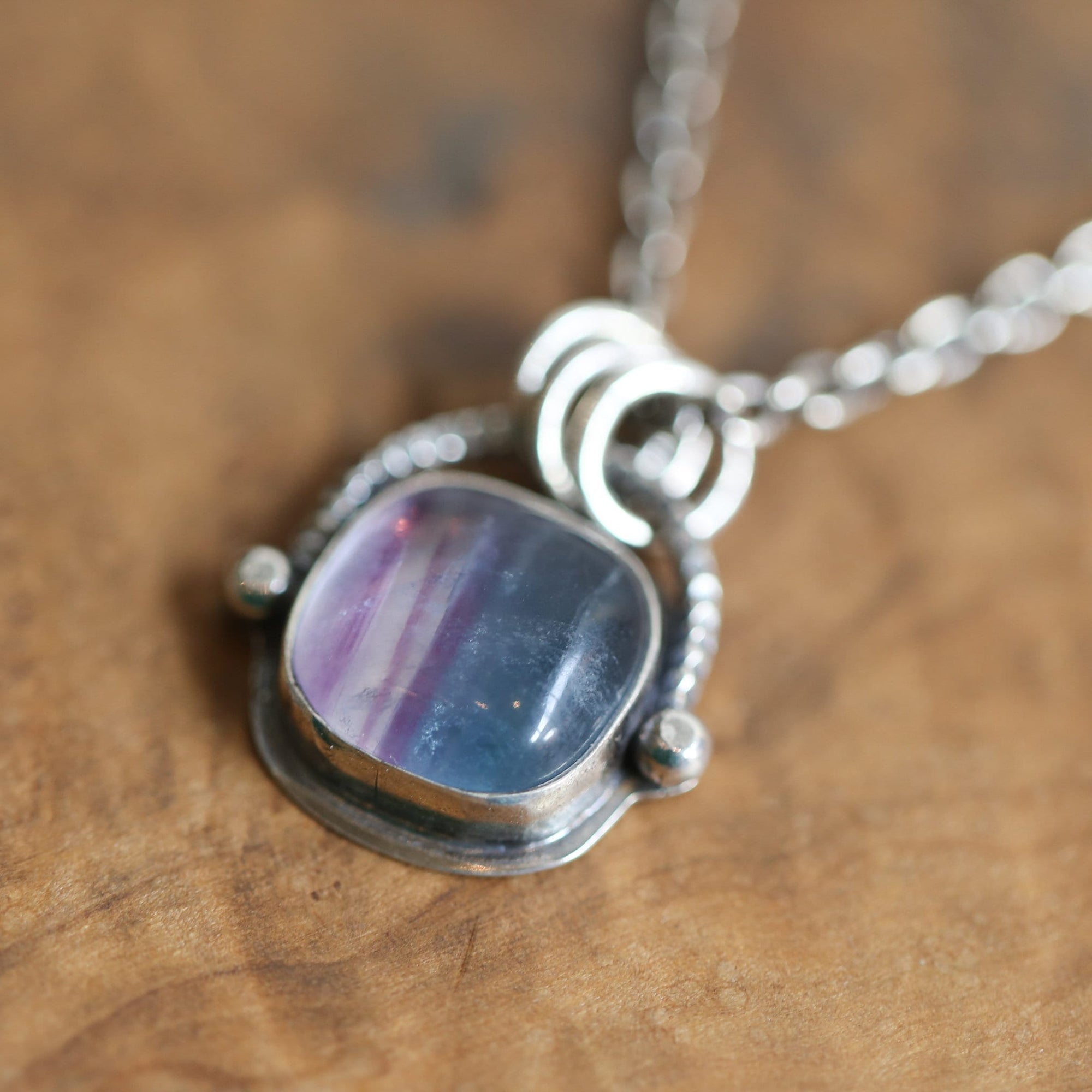Rainbow Fluorite Pendant - Sterling Silver