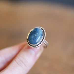 Ready to Ship - Apatite Notched Boho Ring - .925 Sterling Silver - Apatite Silversmith Ring