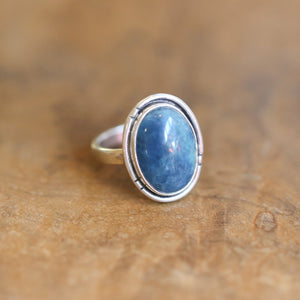 Ready to Ship - Apatite Notched Boho Ring - .925 Sterling Silver - Apatite Silversmith Ring