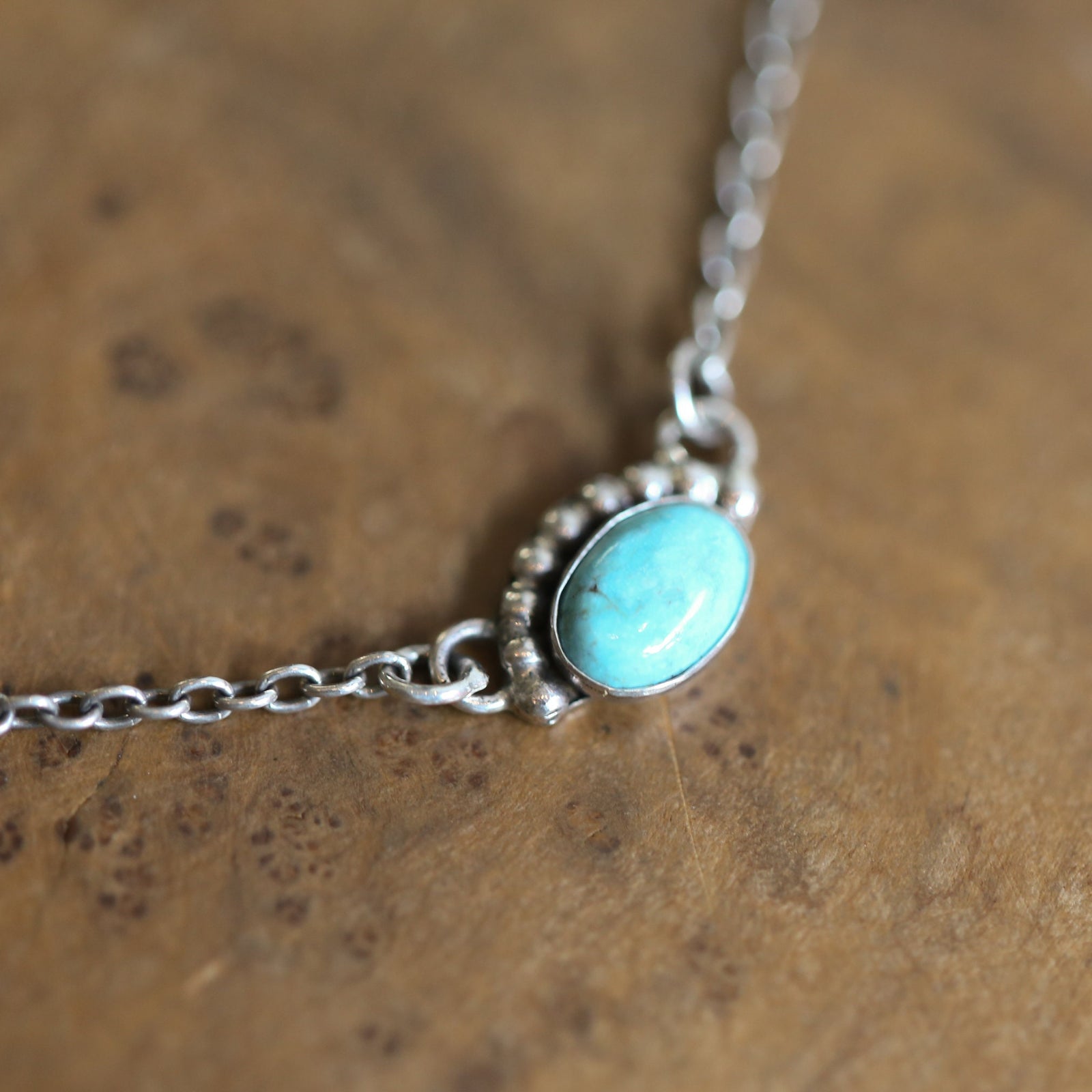 Dainty Turquoise Necklace - Bright Eyes Pendant - Sterling Silver - Includes Chain