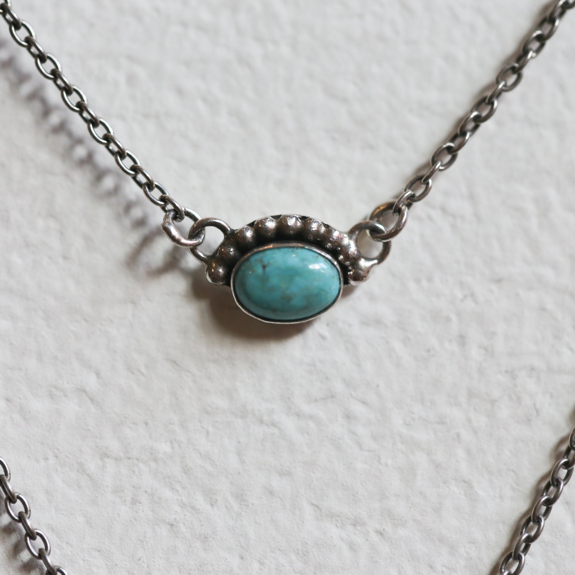 Dainty Turquoise Necklace - Bright Eyes Pendant - Sterling Silver - Includes Chain