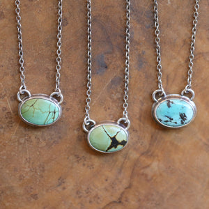 Turquoise Necklace - Small Turquoise Pendant with Chain - Ready to Ship - OOAK