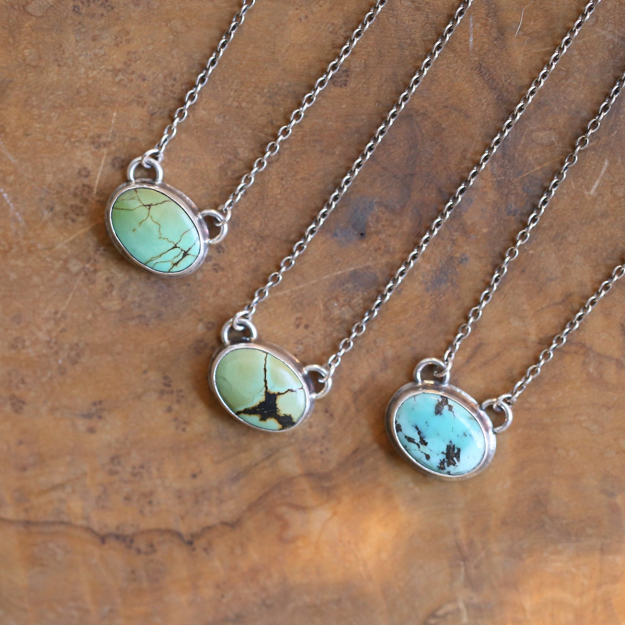 Turquoise Necklace - Small Turquoise Pendant with Chain - Ready to Ship - OOAK