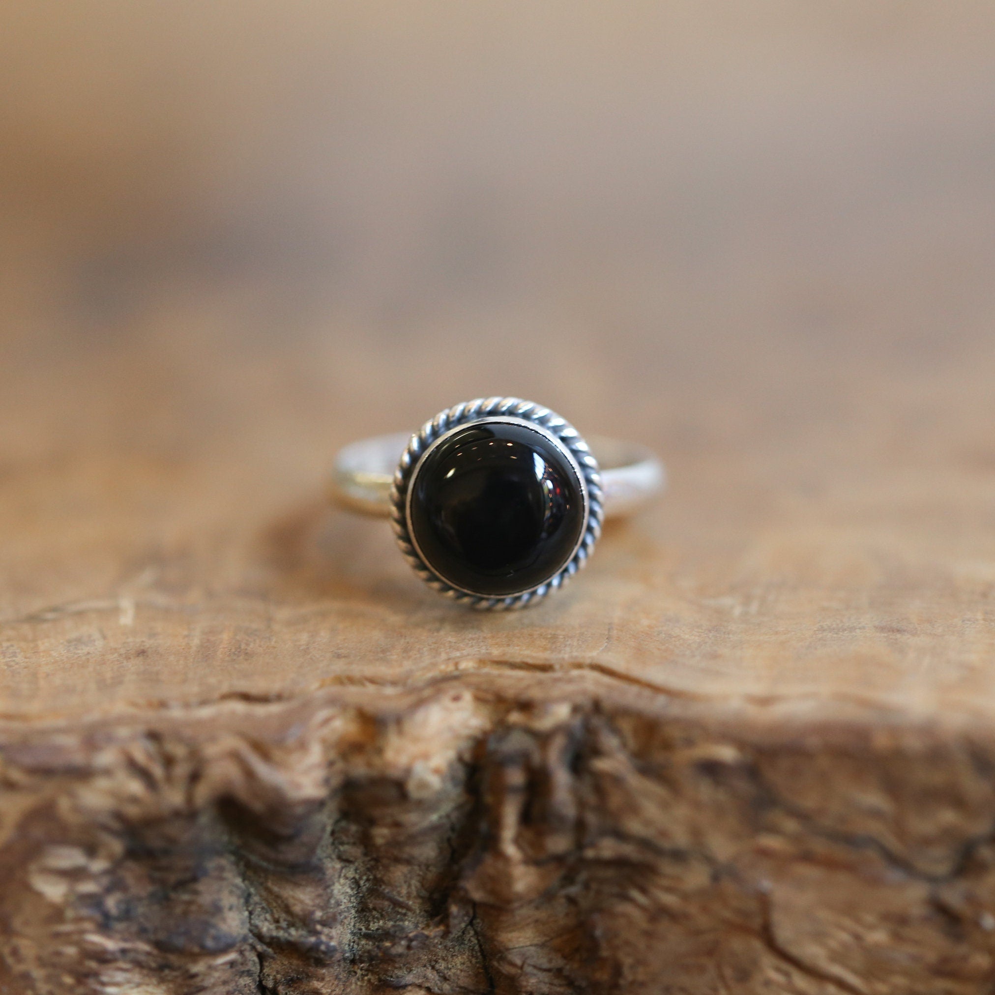 Black Agate Ring - Silversmith Ring - Western Ring - Black Onyx