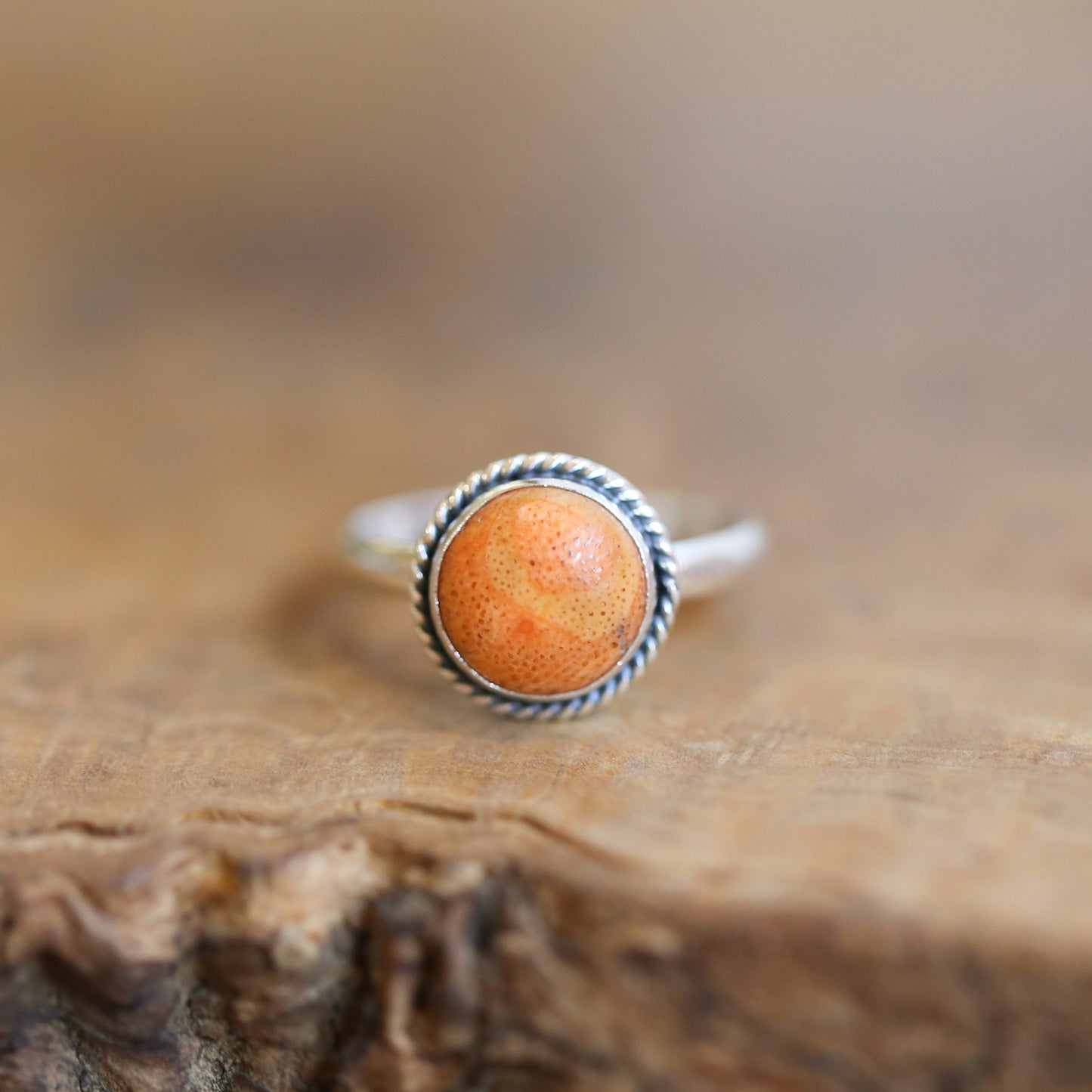 Red Sponge Coral Ring – Sterling Silver, Silversmithed