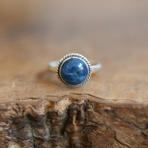 Teal Apatite Sterling Silver Ring - Handmade Stacker Ring