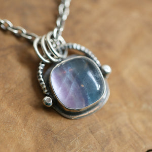 Rainbow Fluorite Pendant - Sterling Silver