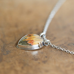 Red Creek Jasper Pendant - 14K Solid Gold Accents - Sterling Silver