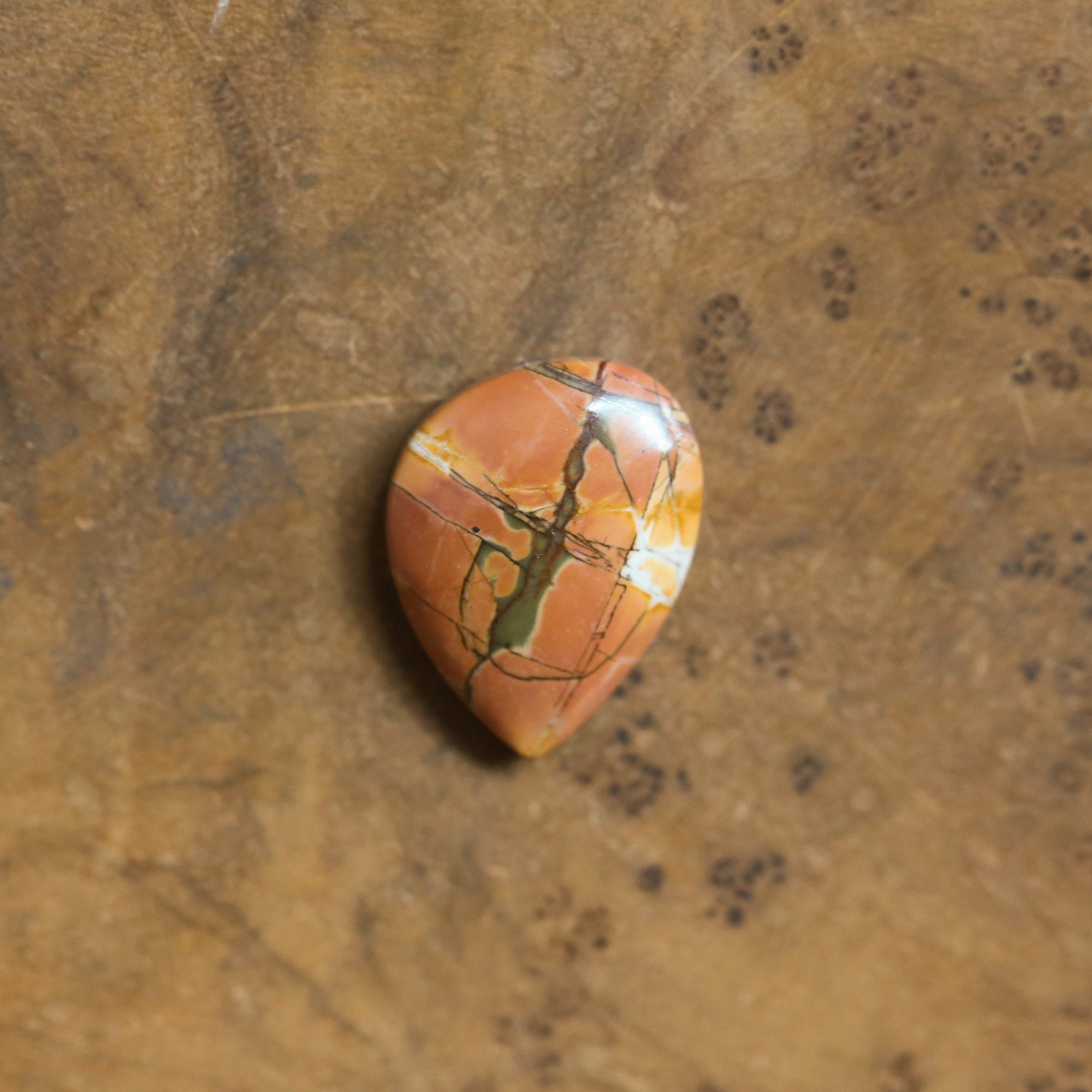 Red Creek Jasper Pendant - 14K Solid Gold Accents - Sterling Silver