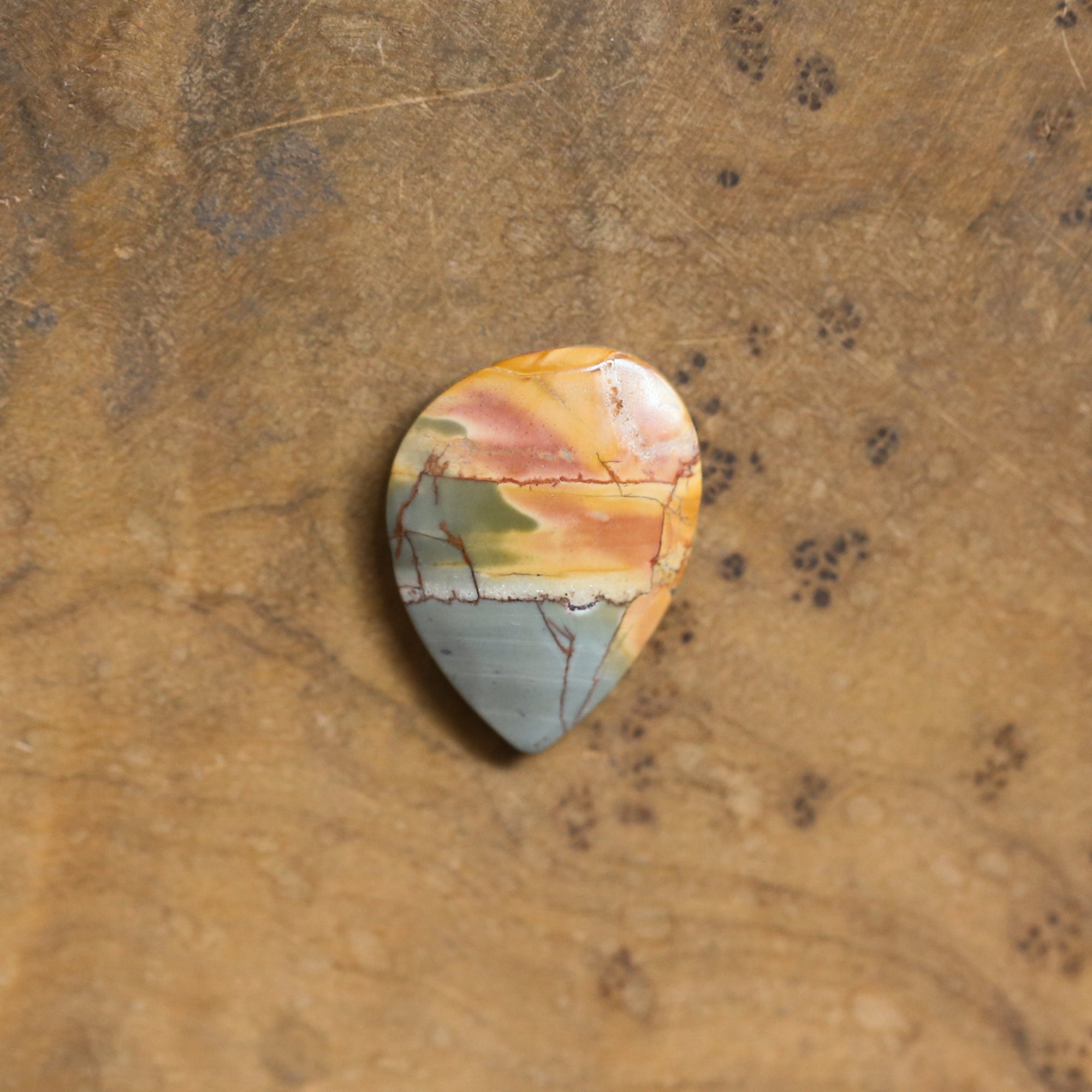 Red Creek Jasper Pendant - 14K Solid Gold Accents - Sterling Silver