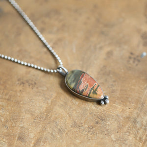 Red Creek Jasper Pendant -Sweetheart Necklace - Ready to Ship -Silversmith