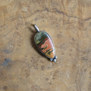 Red Creek Jasper Pendant -Sweetheart Necklace - Ready to Ship -Silversmith