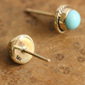Turquoise Posts - 14K Gold Post Earrings