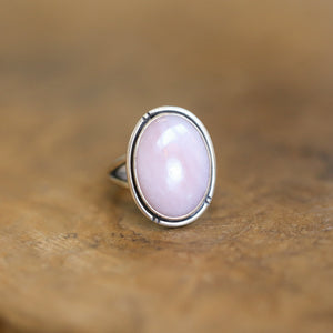 Pink Opal Statement Ring - .925 Sterling Silver Ring - Soft Pink Opal Ring - Silversmith