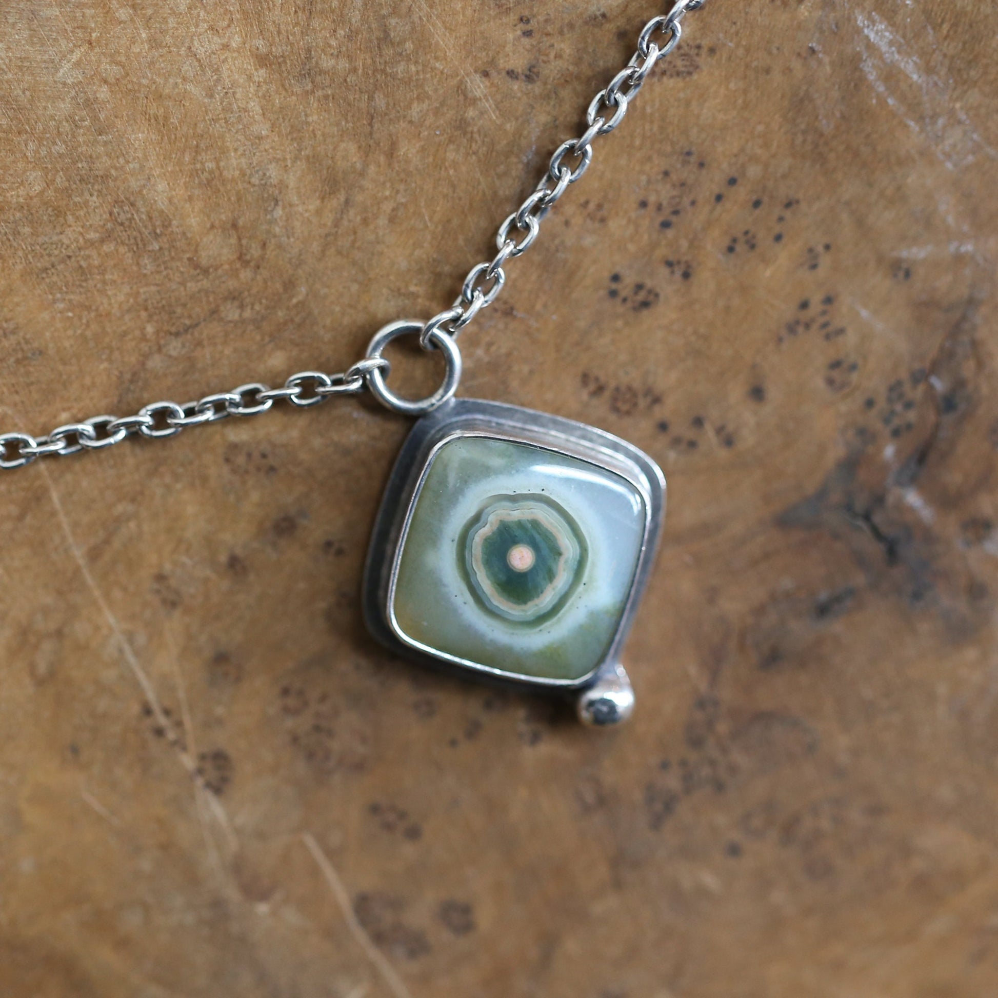 Custom Orbs Eye Ocean Jasper Pendant - .925 Silversmith - Choose Your Stone