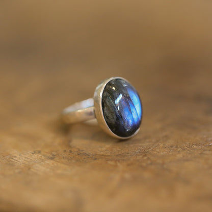 Oval Labradorite Ring - .925 Sterling Silver