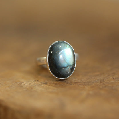 Oval Labradorite Ring - .925 Sterling Silver