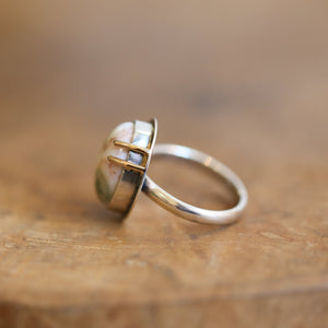 Custom Ocean Jasper Ring - Choose your stone - 14K Gold Prongs - Silversmith