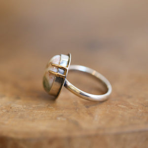 Custom Ocean Jasper Ring - Choose your stone - 14K Gold Prongs - Silversmith