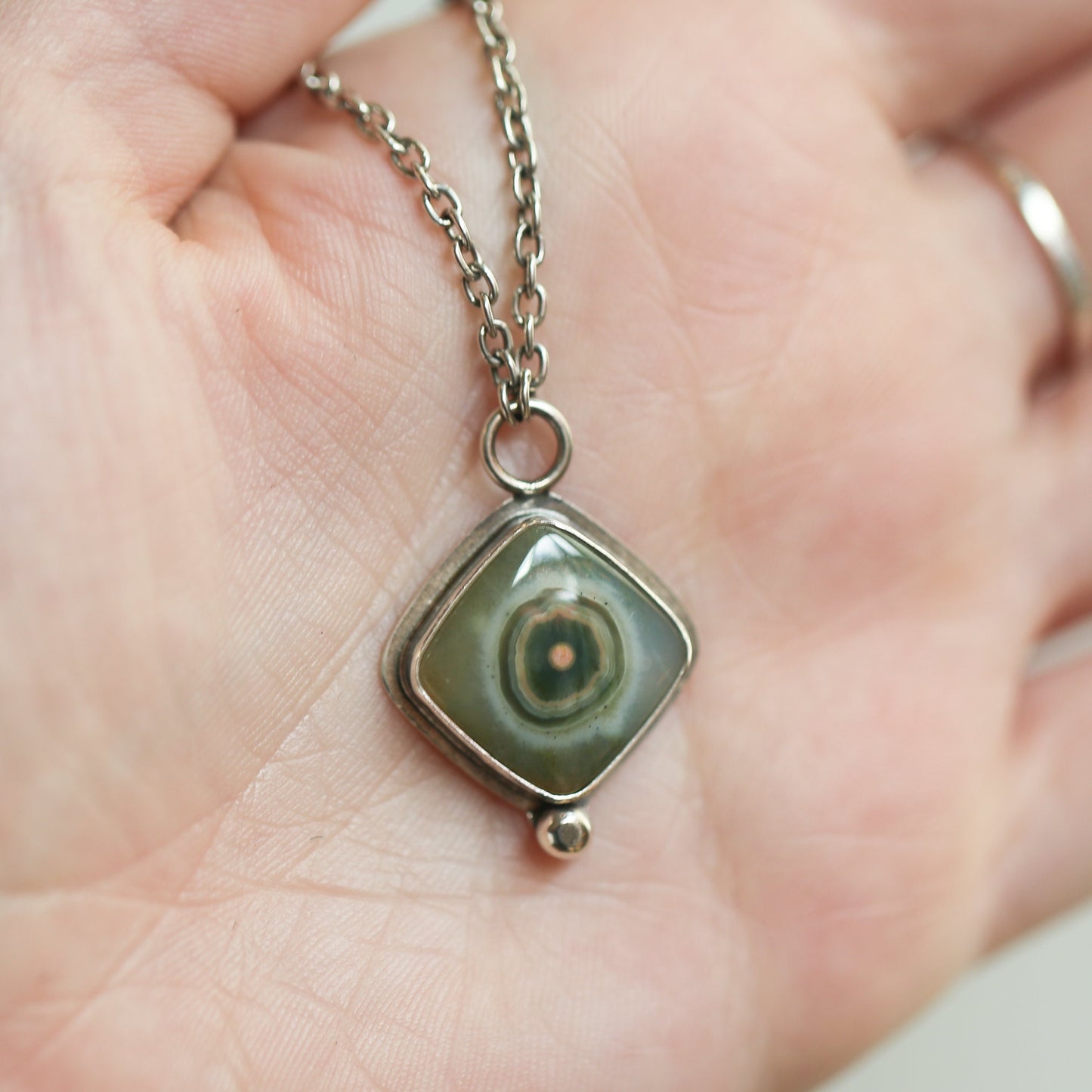 Custom Orbs Eye Ocean Jasper Pendant - .925 Silversmith - Choose Your Stone