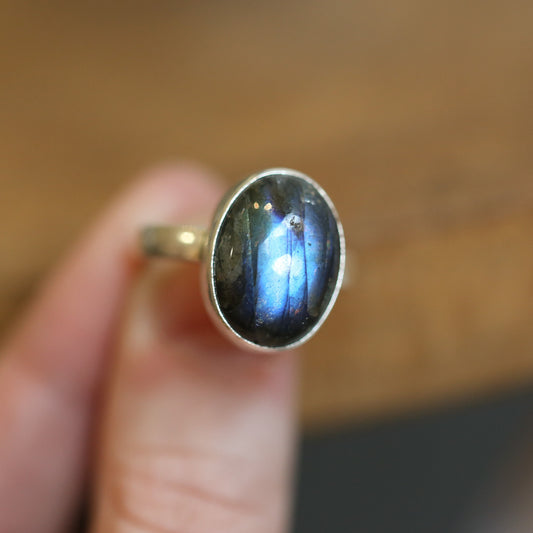 Oval Labradorite Ring - .925 Sterling Silver
