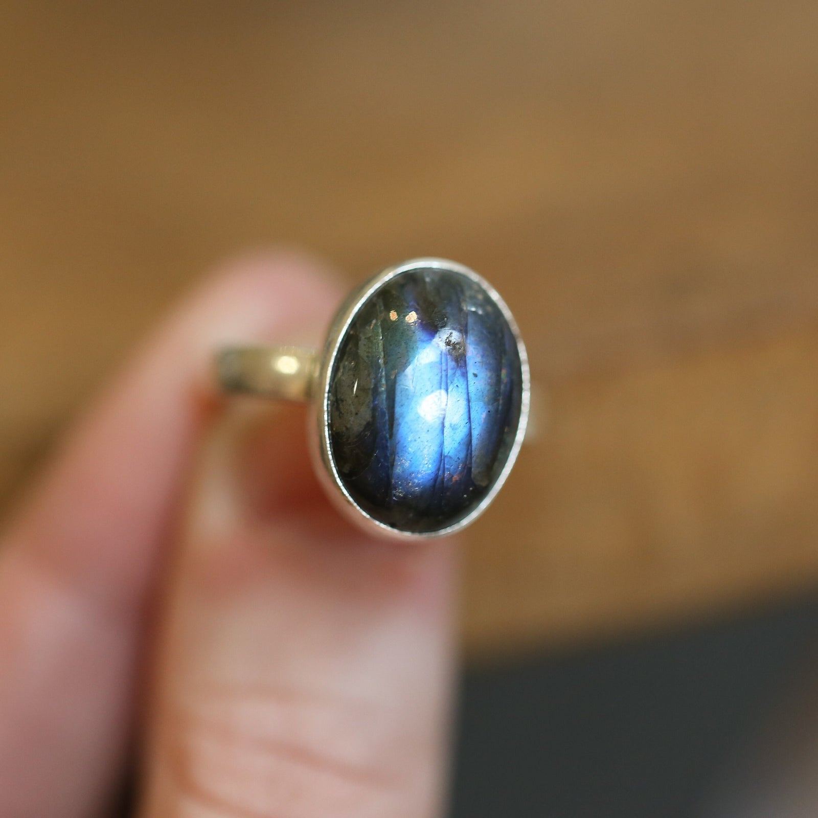 Labradorite Ring - .925 Sterling Silver - Ready to Ship - Silversmith Ring