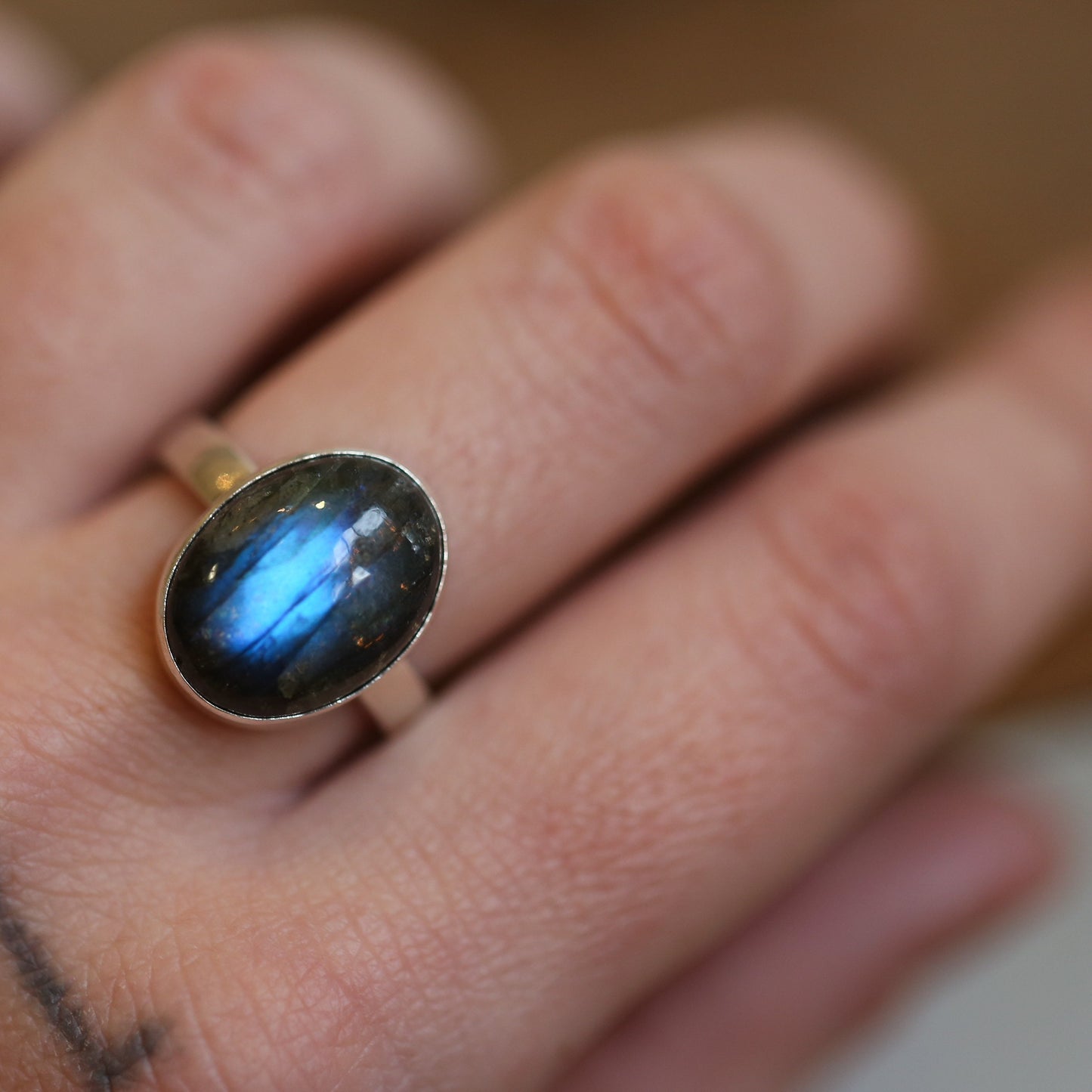 Oval Labradorite Ring - .925 Sterling Silver
