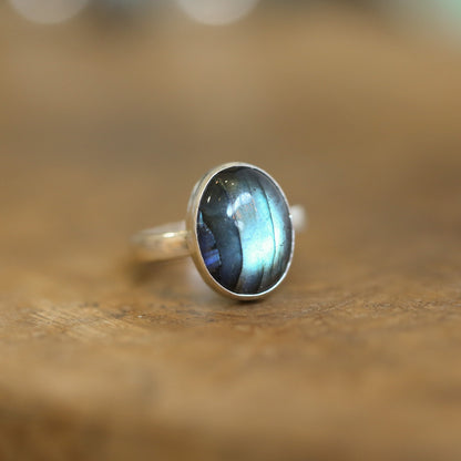 Oval Labradorite Ring - .925 Sterling Silver
