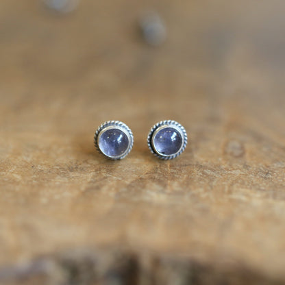 Iolite Sterling Silver Studs – Traditional Silversmith Earrings