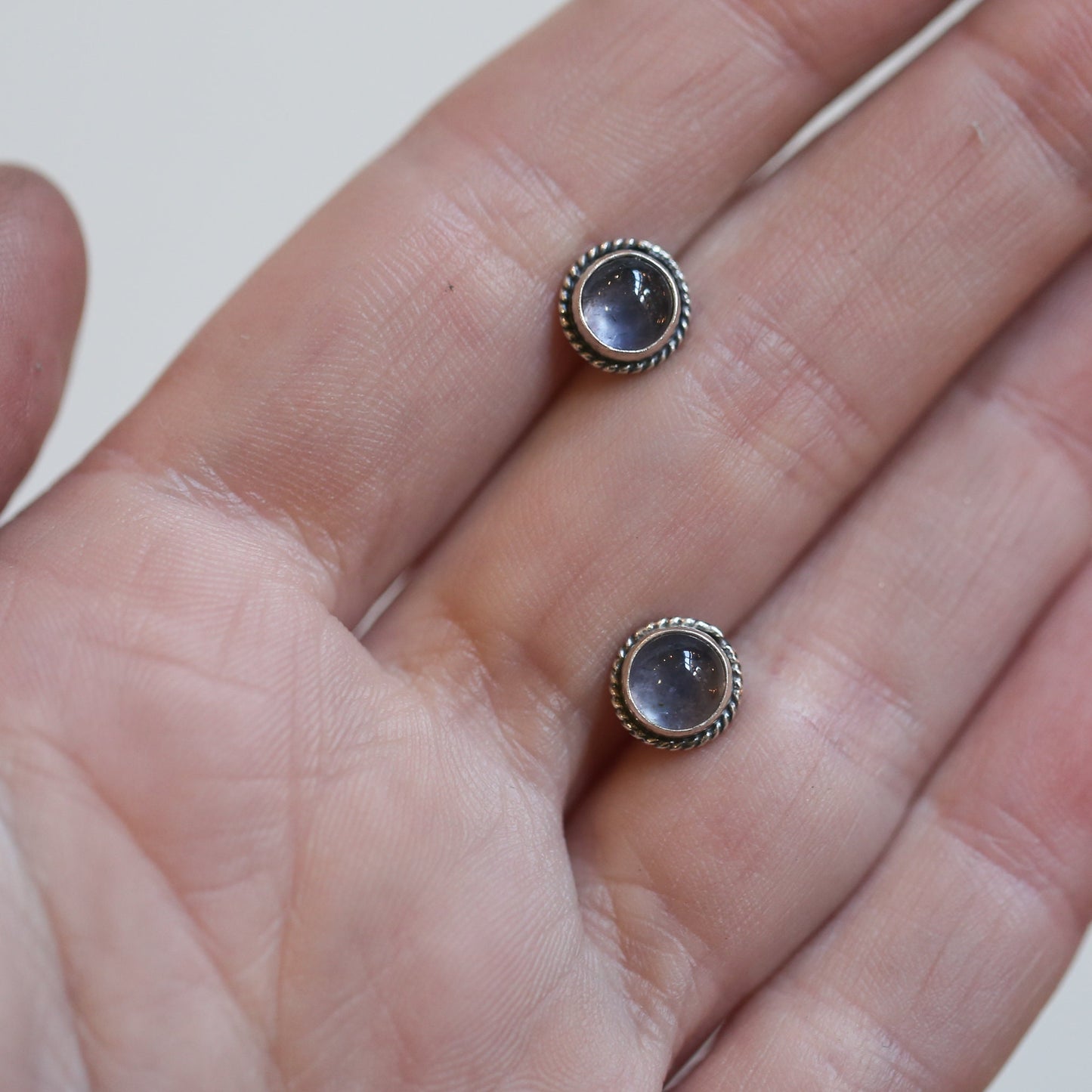 Iolite Sterling Silver Studs – Traditional Silversmith Earrings