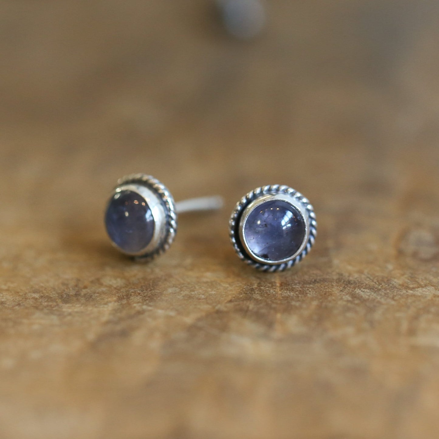 Iolite Sterling Silver Studs – Traditional Silversmith Earrings