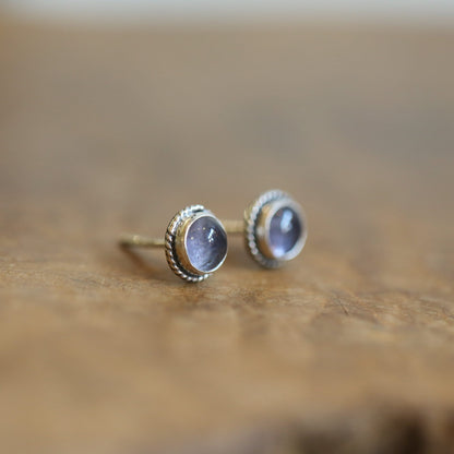 Iolite Sterling Silver Studs – Traditional Silversmith Earrings