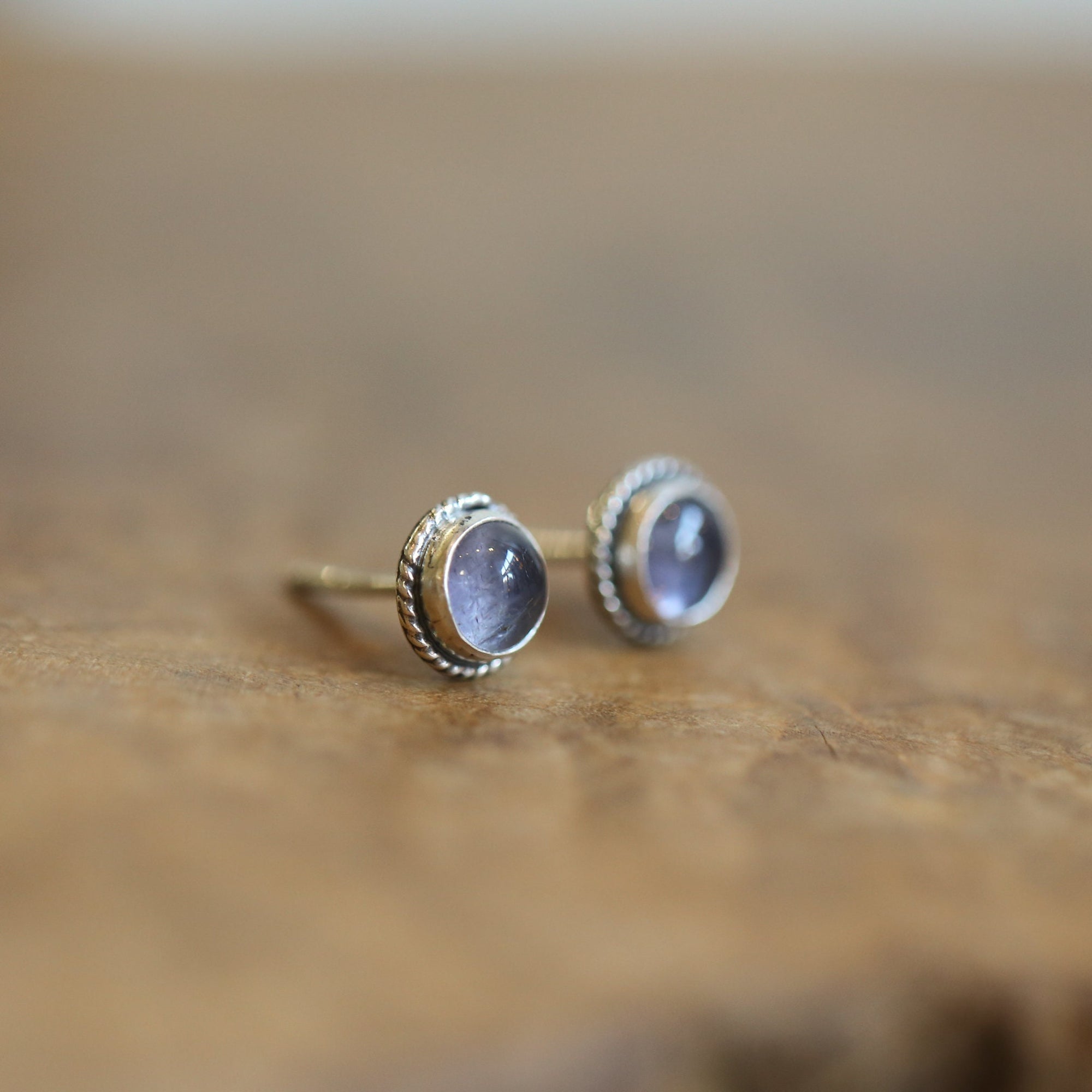 Traditional Iolite Posts - Iolite Earrings - Iolite Studs - .925 Sterling Silver - Silversmith