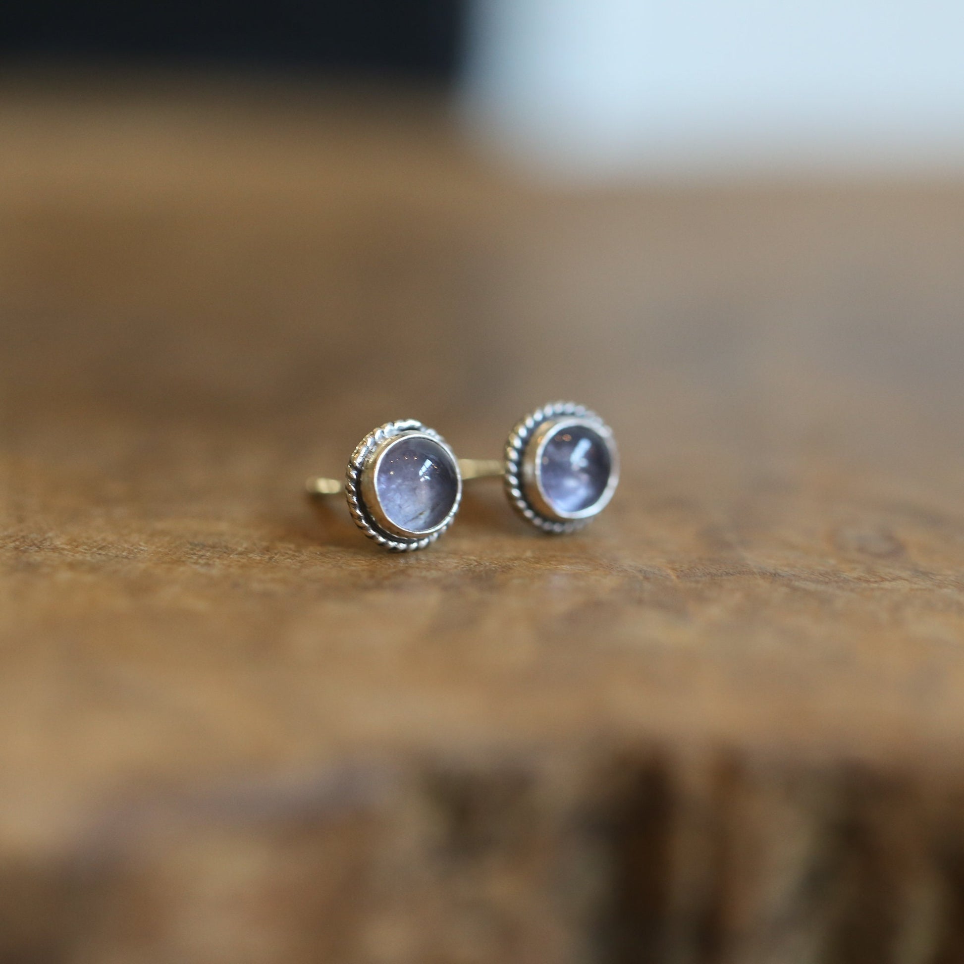 Iolite Sterling Silver Studs – Traditional Silversmith Earrings