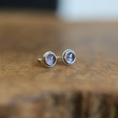 Iolite Sterling Silver Studs – Traditional Silversmith Earrings