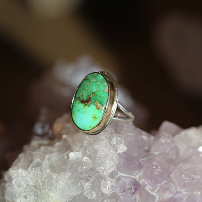 CUSTOM Sonoran Gold Turquoise Ring - 18K Gold Bezel - Sterling Silver