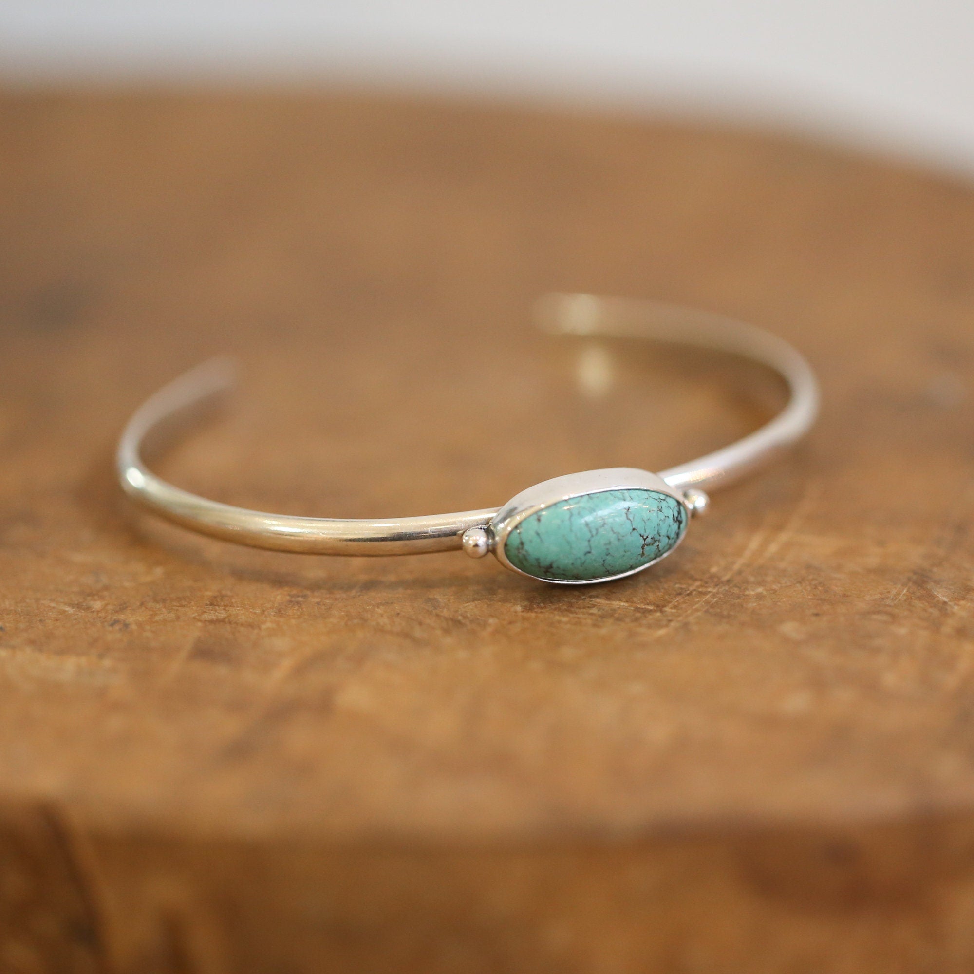 Turquoise Cuff Bracelet - Choose Your Stone - Sterling Silver - Custom Bracelet