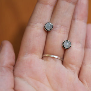 Aquamarine Sterling Silver Studs – March Birthstone Earrings