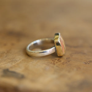 Ready to Ship - Red Creek Jasper Ring - 18K Solid Gold Bezel - Size 5.5 - .925 Sterling Silver Ring