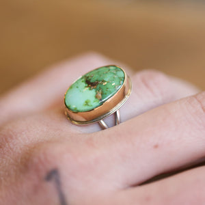 CUSTOM Sonoran Gold Turquoise Ring - 18K Gold Bezel - Sterling Silver