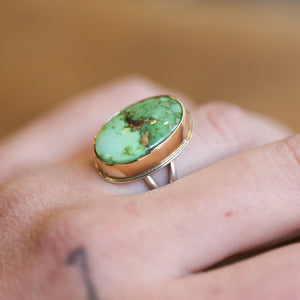 Sonoran Gold Turquoise Ring - 18K Gold Bezel - Sterling Silver