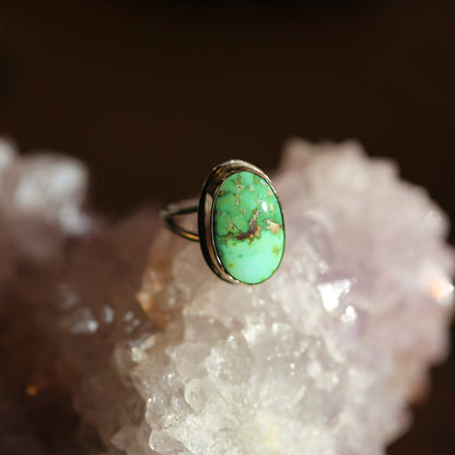 CUSTOM Sonoran Gold Turquoise Ring - 18K Gold Bezel - Sterling Silver