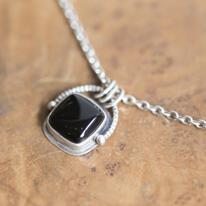 Chelsea Necklace - Black Agate Pendant - Silversmith - Black Agate Necklace
