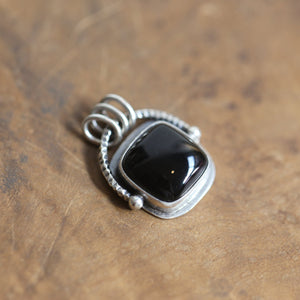 Chelsea Necklace - Black Agate Pendant - Silversmith - Black Agate Necklace