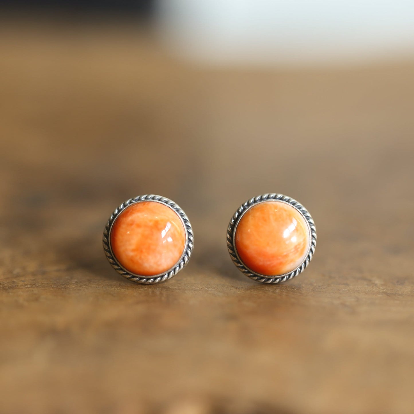 Spiny Oyster Sterling Silver Post Earrings – Chili Pepper Red