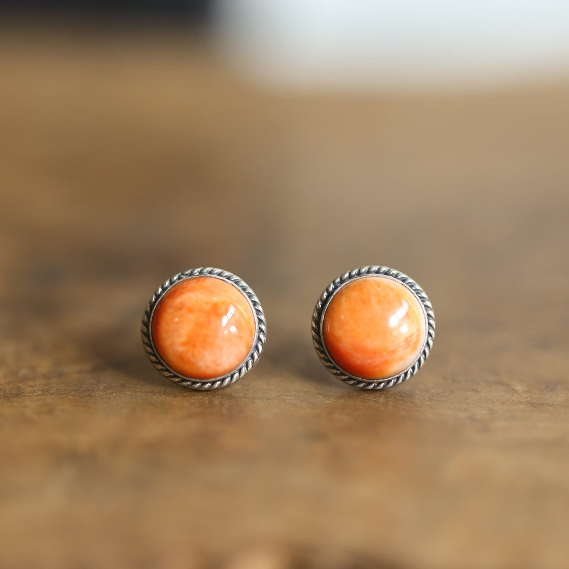 Spiny Oyster Sterling Silver Post Earrings – Chili Pepper Red