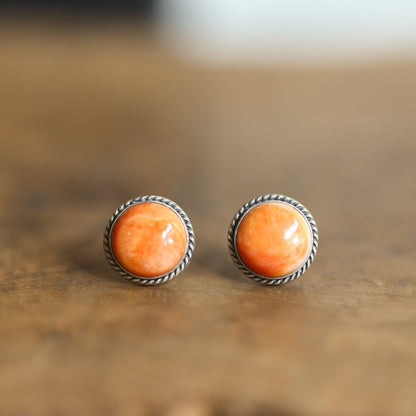 Spiny Oyster Sterling Silver Post Earrings – Chili Pepper Red