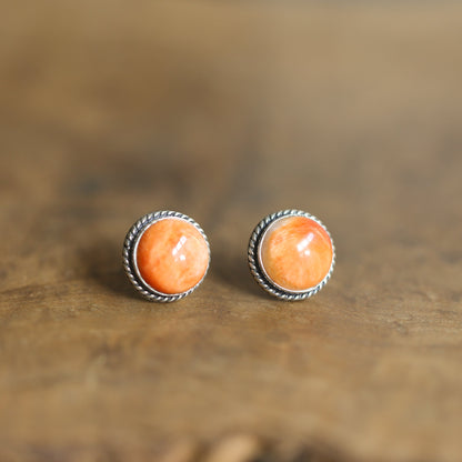 Spiny Oyster Sterling Silver Post Earrings – Chili Pepper Red